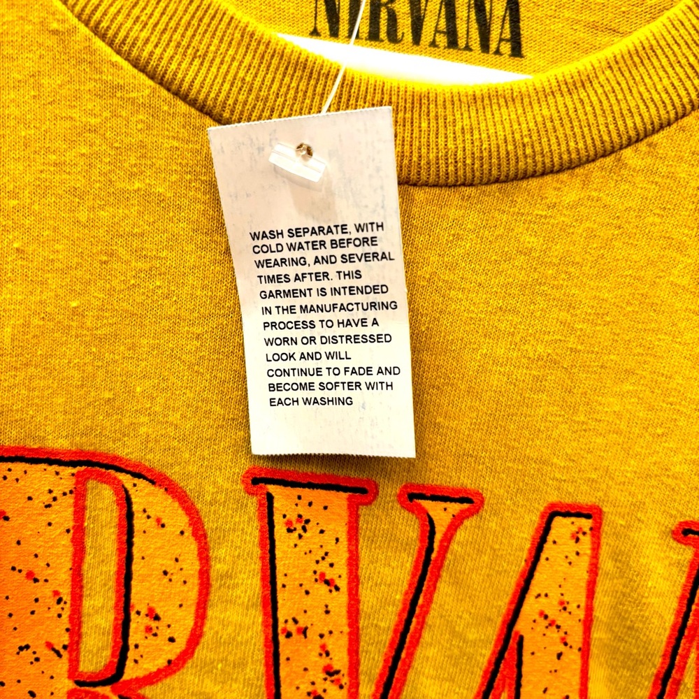 NIRVANA Yellow Tee T-Band 100% Cotton Shirt Purple Orange Black Graphic NWT L - Picture 5 of 5